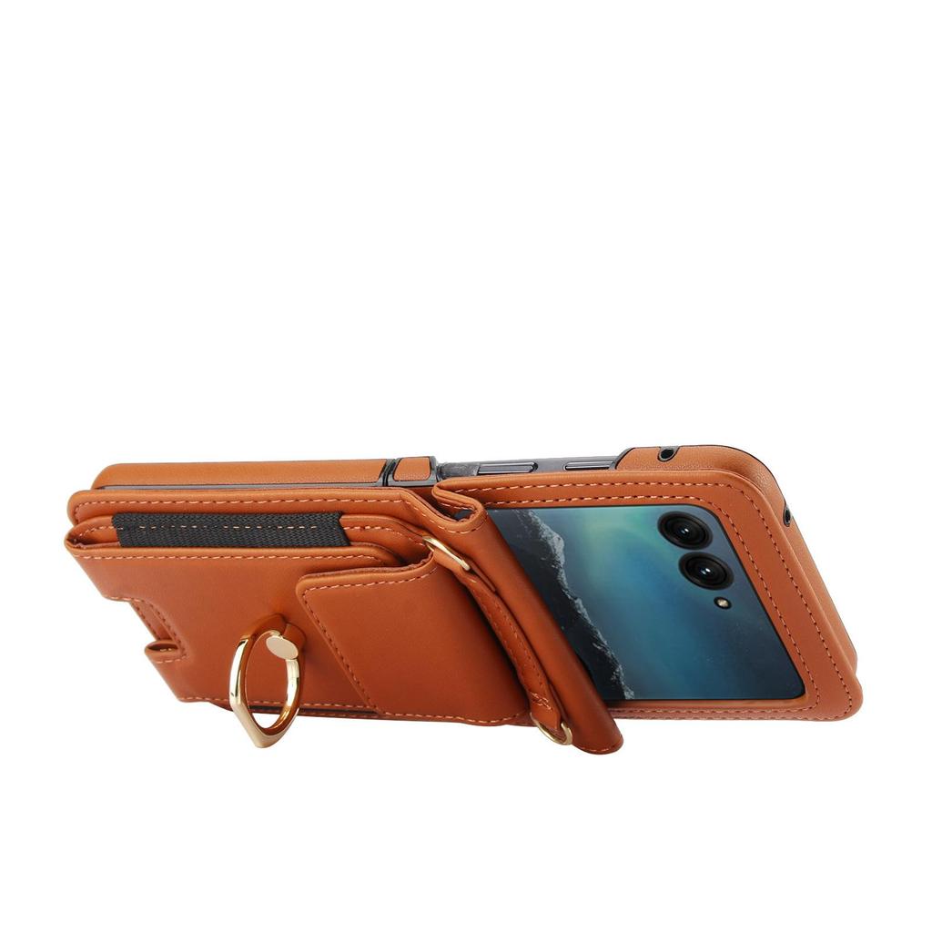 Samsung Z Flip7/6/5 Crossbody Protective Case with Card Slot & Folding Ring Stand