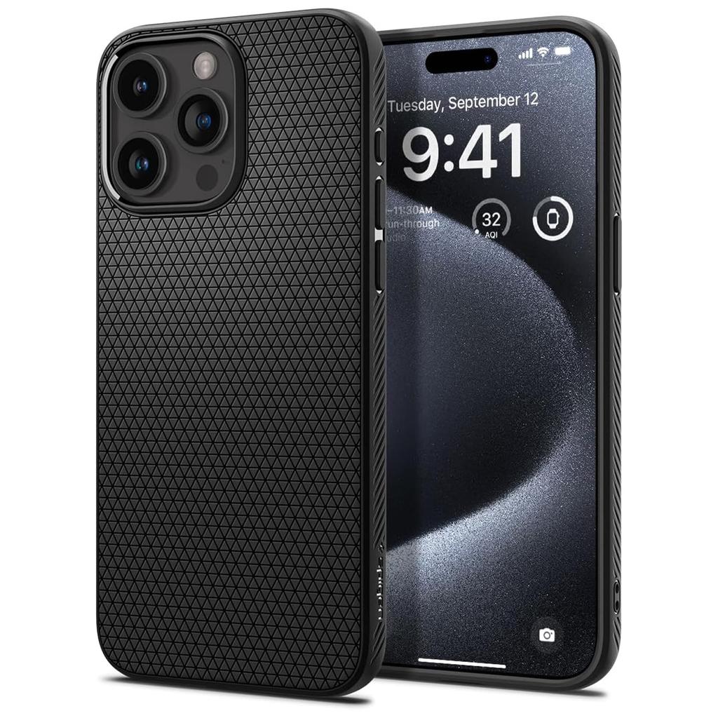 Etui Do Iphone 15 Pro Spigen Liquid Air Case Obudowa Plecki Ochronne Matte Black + Szkło