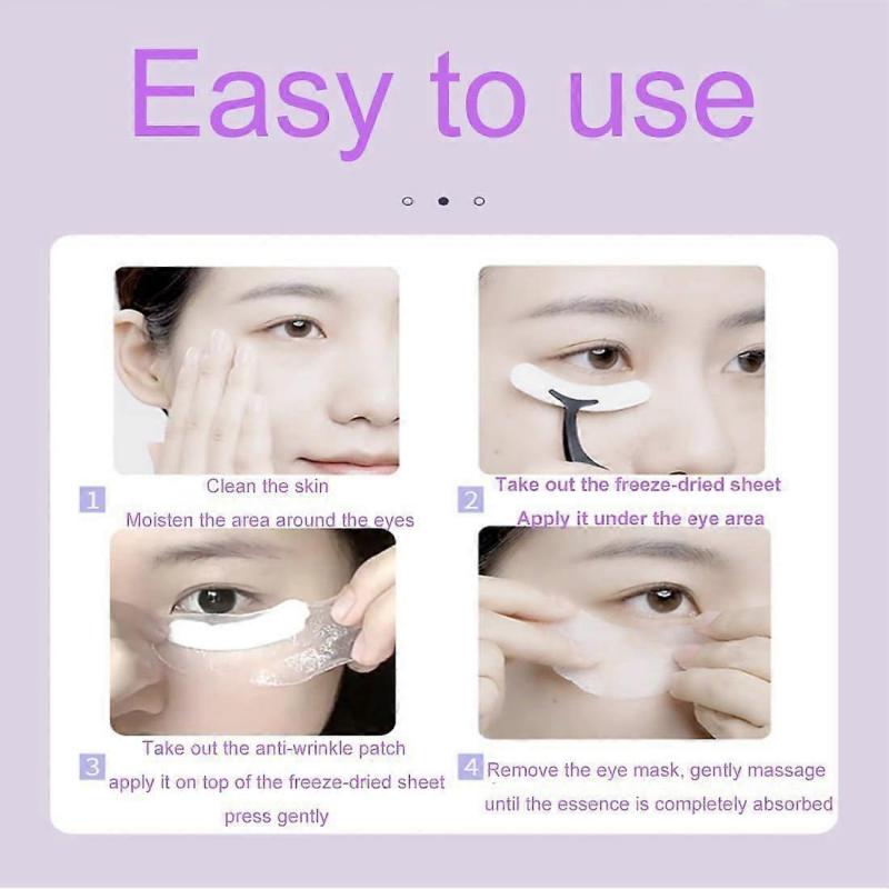 Gefriergetrocknete Augenpads, 4 Paar Augenpads, Gefrorene Augenmaske, Feuchtigkeitsspendende Augenmaske für geschwollene Augen und dunkle Ringe, Straffende Augenmaske