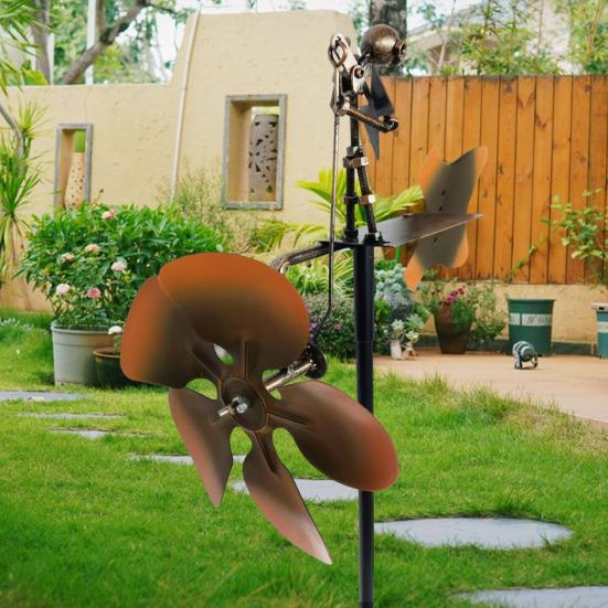 Moară de vânt metalică cu acționare manuală, chitarist, figurină Steampunk, decor de artă pentru curte, grădină și terasă