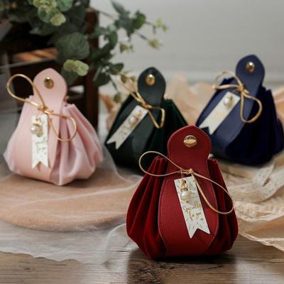 Pu Leather Candy Bags With Pearls Leather Gift Bag Creative Gift Packaging  For Birthday Party