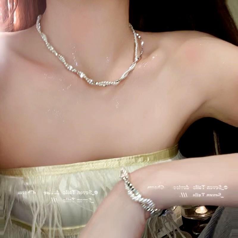 Fashionable Temperament Winding and Stacking Wearing Broken Silver Pearl Necklace Light Luxury Niche Bracelet Fashion