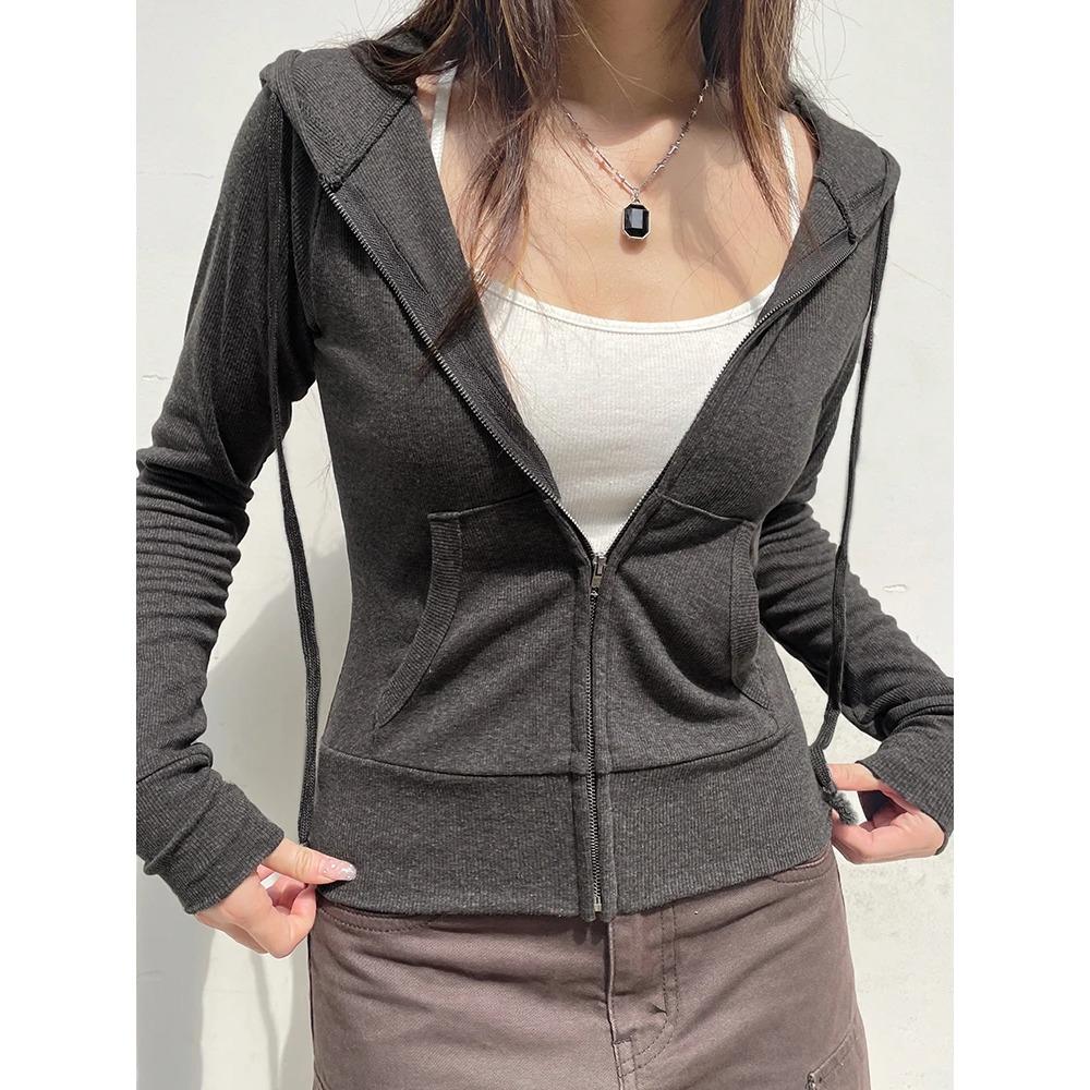 

VAYLA Повседневный уличный стиль Базовый худи с карманами Спортивный костюм Однотонный с длинным рукавом Толстовки с капюшоном M темно серый