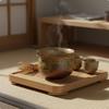 Matcha Bowl with Spout Song Period Style Firing Change Glaze Ceramic Tea Moss Green