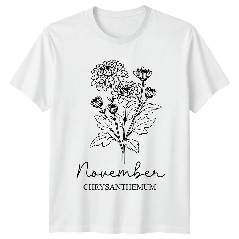 November Chrysanthemum Flower Birthday Month Floral Art TShirt S