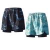 Mens Double-Layered Board Shorts Swim Trunks Quick-Dry Anti-Chafe Flat Front Beach Pool Surfing
