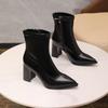 Autumn Womnen's High Heel Ankle Boots New Winter Plus Velvet Pointed Toe Chunky Heel Chelsea Boots for Women Heeled Sheos Dress