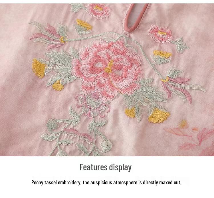 Modern Chinese Stand Collar Embroidered Short Sleeve Shirt for Middle-Aged and Elderly Women - Versatile Summer Top