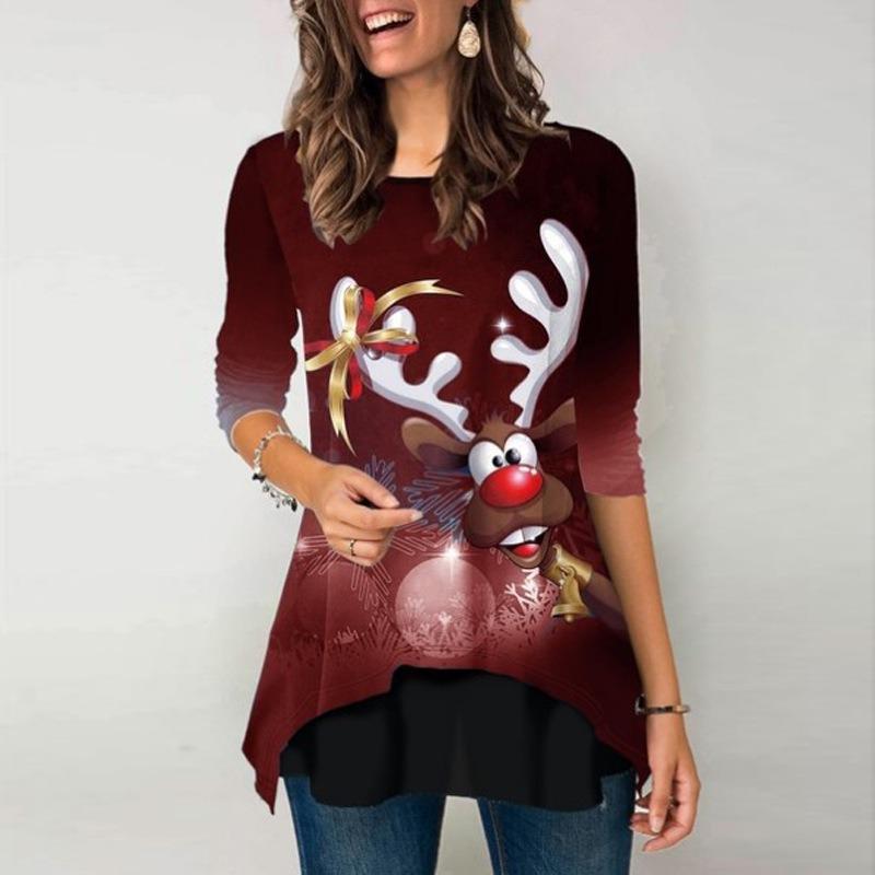 JPNTKY Women's Fashion Casual Long Sleeve O-Neck Blouses & Shirts