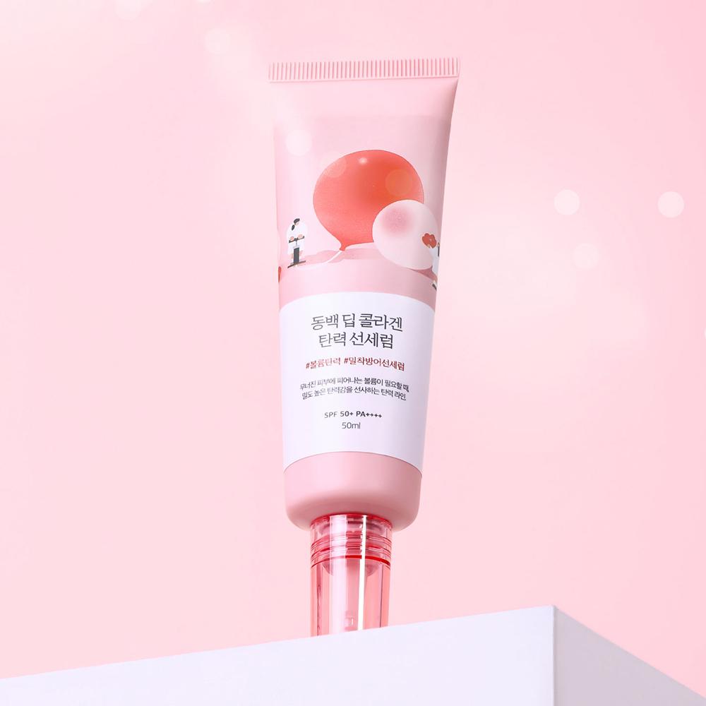 ROUND LAB Sérum Solaire Fermeté Collagène Profond Camélia – Élasticité + Protection UV en Un, Coréen