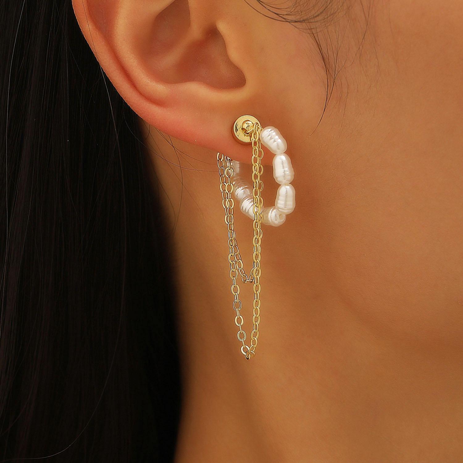 Delicate Stainless Steel Butterfly Pendant Earrings Women s Magnet Tassel Beaded Pearl Clip Earring Ear Clip Waterproof Zircon