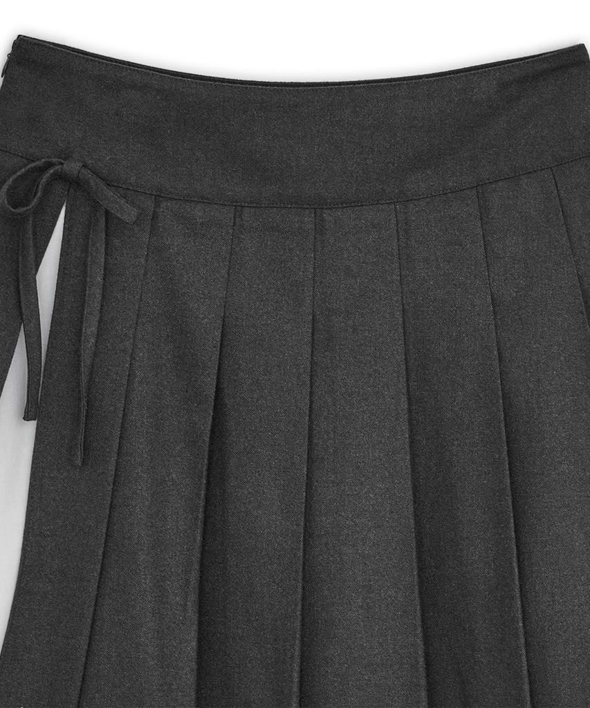 Hug Your Skin Slit Pleated Midi Skirt (Charcoal)
