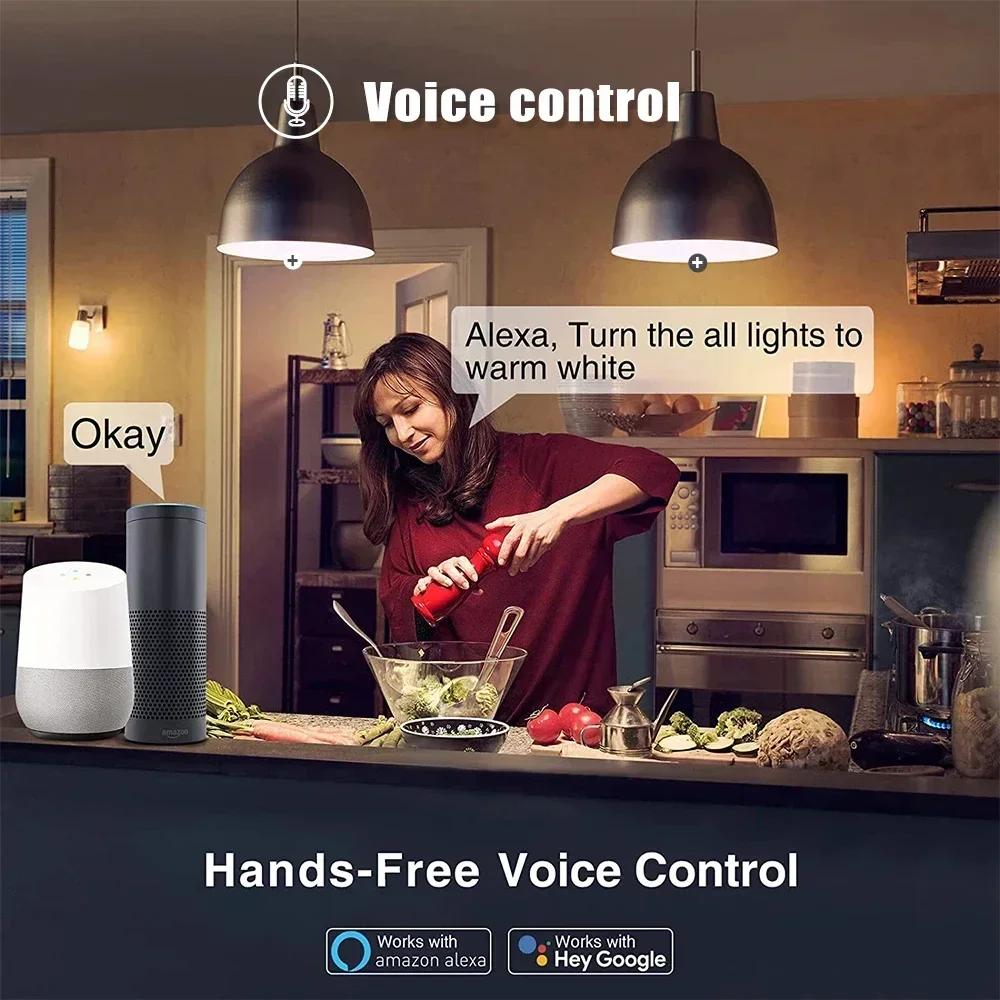 Zigbee LED Smart Bulb E27 E14 GU10 RGB+CW+WW Tuya APP Voice Control Dimmable Light Compatible with Alexa Google Home SmartThings