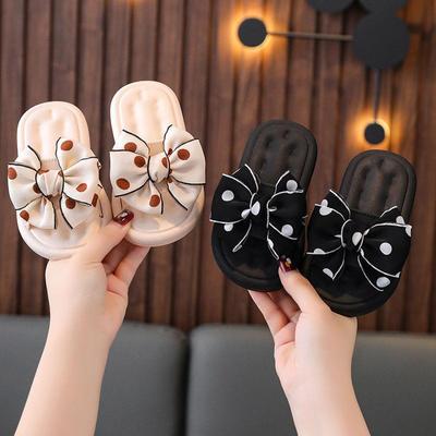 Rutschfeste Hausschuhe für Mädchen mit süßer Schleife, weiche Sohle, Prinzessinnen-Stil, Sommer-Sandalen für drinnen/draußen für große, mittlere und kleine Kinder