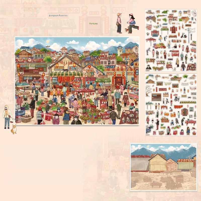 

Plus Size Kawaii Christmas Year Series 3D Cartoon Miniature Scene Stickers Creative Collage Diy Scrapbook Stacking Stickers