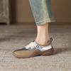 2025 Spring New Leather Platform Round Head Loafers Women's Casual Slope Heel Muffin Bottom Color Matching Lazy Single Shoes