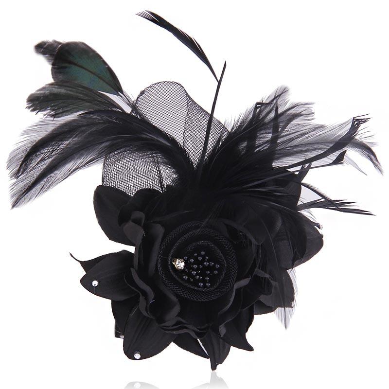 Retro Tuch Kunst Feder Brosche Pins Strass Stoff Blume Corsage Anstecknadeln Handgemachten Schmuck Hochzeit Party Zubehör
