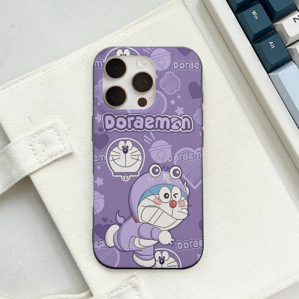 Cartoon D-Doraemons Corrugated Pattern For IPhone 17 16 15 14 13 12 11 16 Pro Max Plus Pro Non-slip Phone Cover