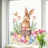 Easter Tulips, Eggs, Butterfly and Bunny Static Cling Window Stickers No Glue Removable for Bedroom Living Room Study Holiday Decor