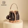 Aokang Women's Handbag, Trendy Bucket Bag, Crossbody Bag, Coffee Color