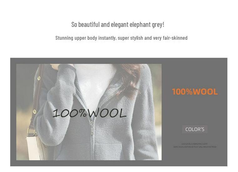 Women's Ready-to-Wear Wool Cardigan: Zipper, Pockets, Hood, Casual Loose Fit, Long-Sleeved. Perfect for Autumn/Winter.