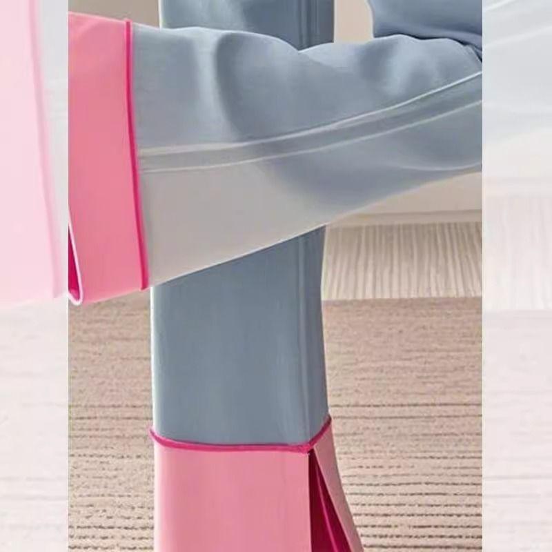 Sweet and Cool Color Block Denim Wide Leg Pants Women High Waist Loose Casual Trousers
