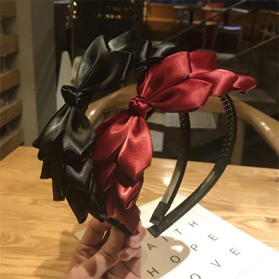 Neue koreanische Mode Retro Haaraccessoires Damen Einfarbige Schleife Gezacktes Stirnband Handgefertigte Kopfbedeckung Accessoires