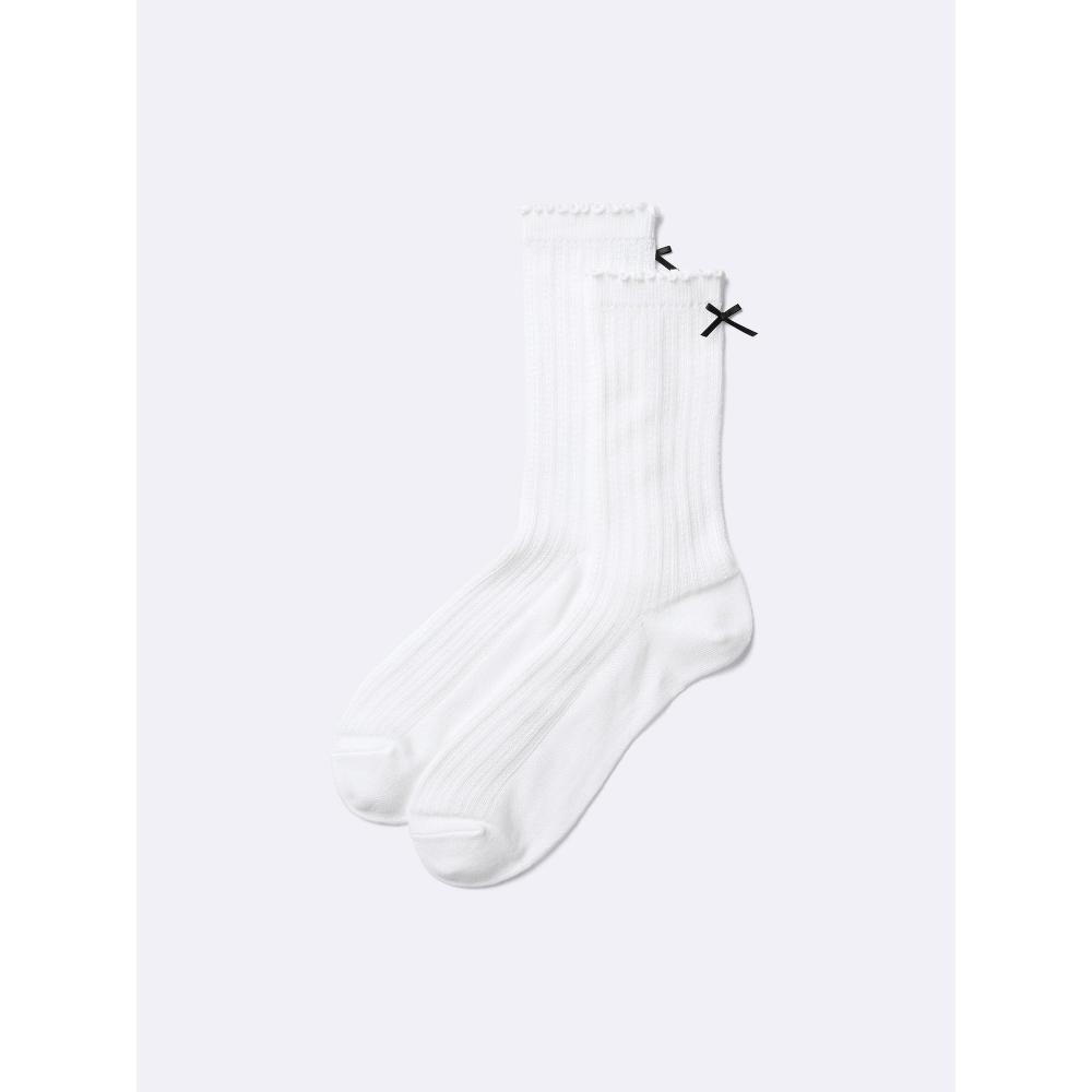 Gu By Uniqlo Crew Socks Back Ribbon