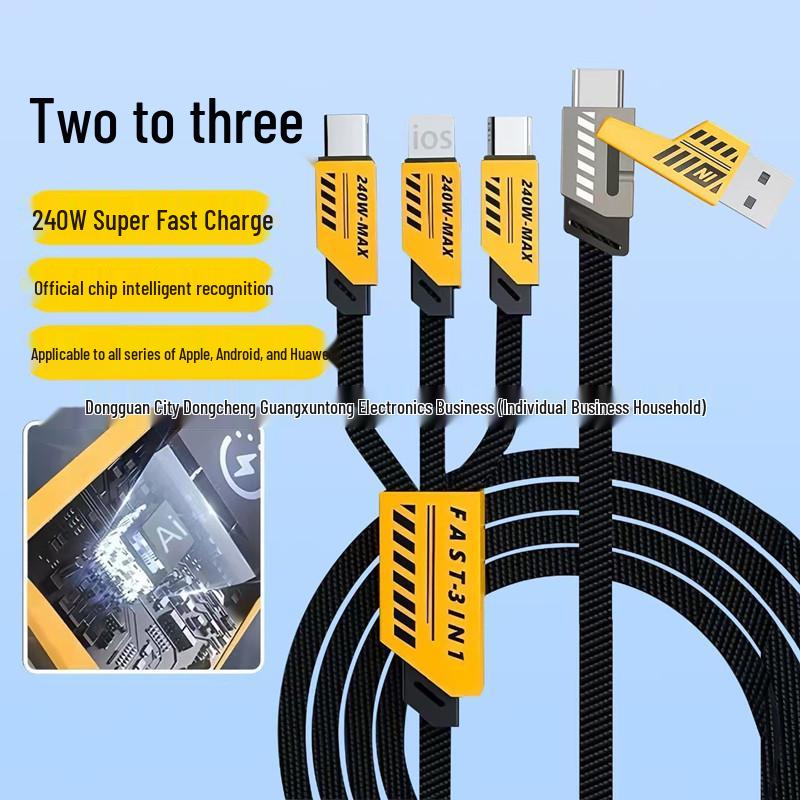 120W Multi-Purpose Charging Cable: 3-in-1 for Apple, Huawei, Type-C, 4-in-1 Fast Charge