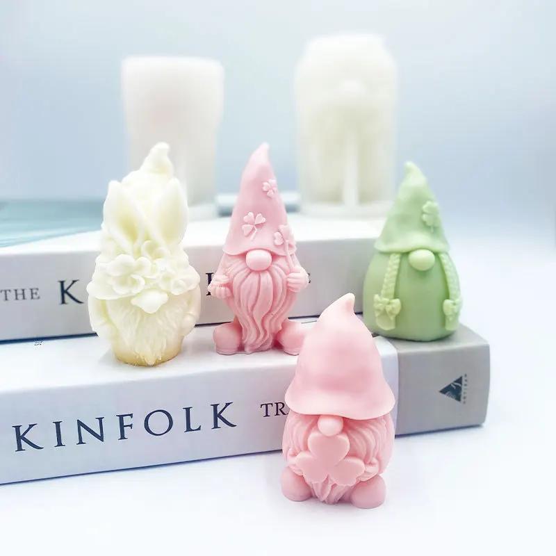 3D Dwarf Silicone Candle Mold Cute Santa Claus Portrait Crafts Resin Plaster Soap Molds Diy Home Gifts