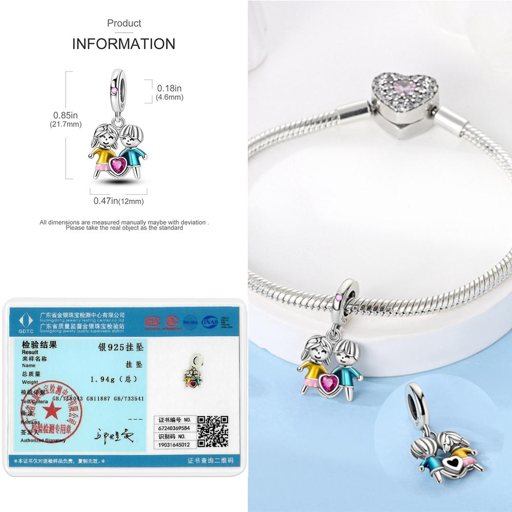 Copper Metal Crown&Shining Unicorn&Hand in Hand&Birthday Cake&Brother Sister Pendant Bead Component Compatible With Brand Bracelet High Quality Fine