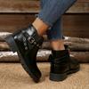 Fashion Women Boots Fashion Metal Buckle Short Boots Chunky Heel Ankle Boots Women Lightweight Comfortable Round Toe Shoes for Women