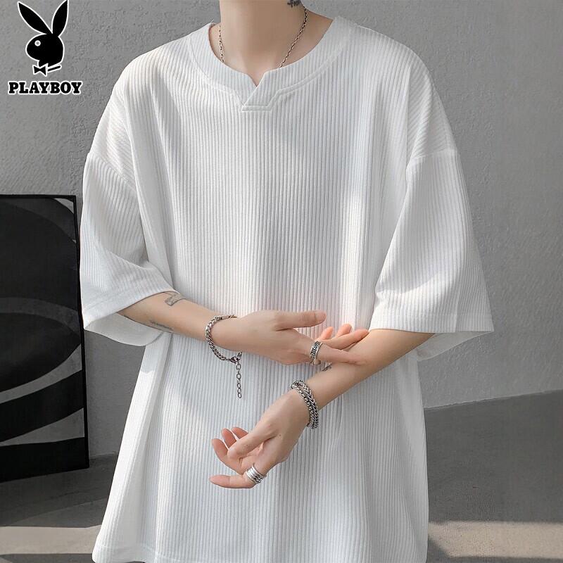 PLAYBOY Men s Ice Silk V-Neck Short Sleeve T-Shirt XL