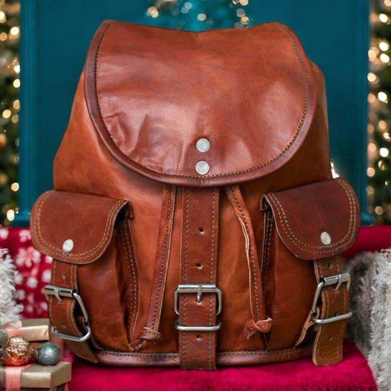 Leather Mini Backpack, Travel Backpack, Brown Leather Laptop Bag, Gift for Him Her, Handmade Unisex Daypack, Back to School