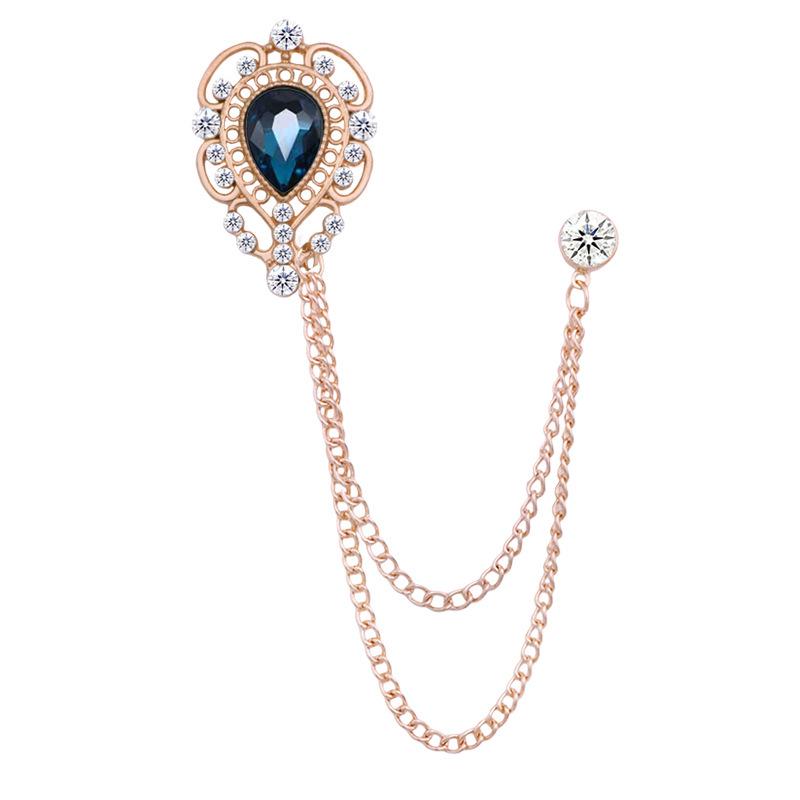 

European & American Fashion Hollow Water Drop Brooch: Heart Chain Tassel Corsage for Men s and Women s Coats - Stylish, High-End Accessory.