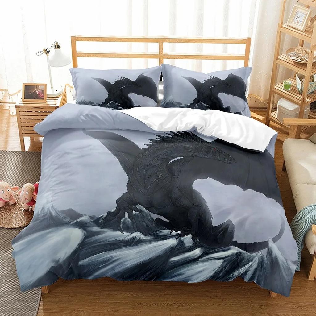 Cartoon Dragon Duvet Cover Set Fly Dragon Wild Animal Comforter Cover for Kids Boys Men Bedding Set Lightweight Soft Quilt Cover