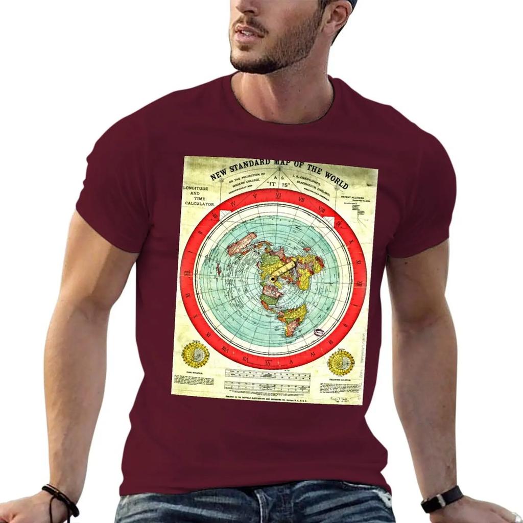 Gleason 1892 Flat Earth Map Research Flat Earth T-Shirt Vintage Anime Shirt Anime Stuff Plus Size Men Clothing