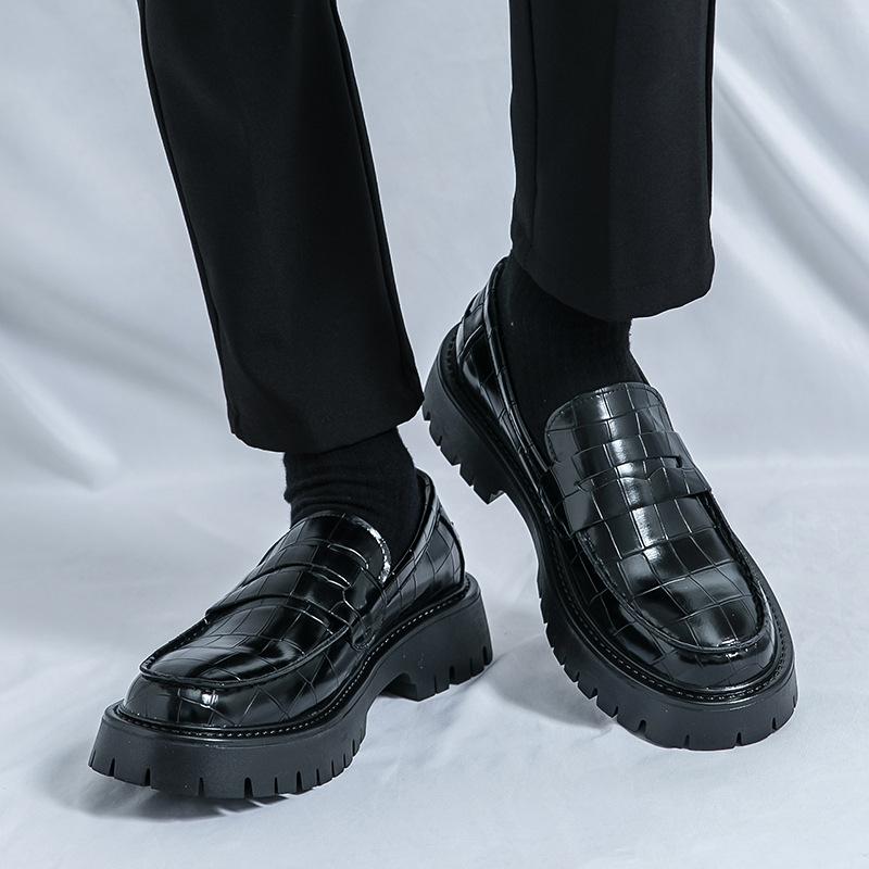 Retro Fashion Trend Foot Lazy Shoes Spring New Leather Surface Thick Sole Heightening Shoes Outdoor Casual Leather Shoes