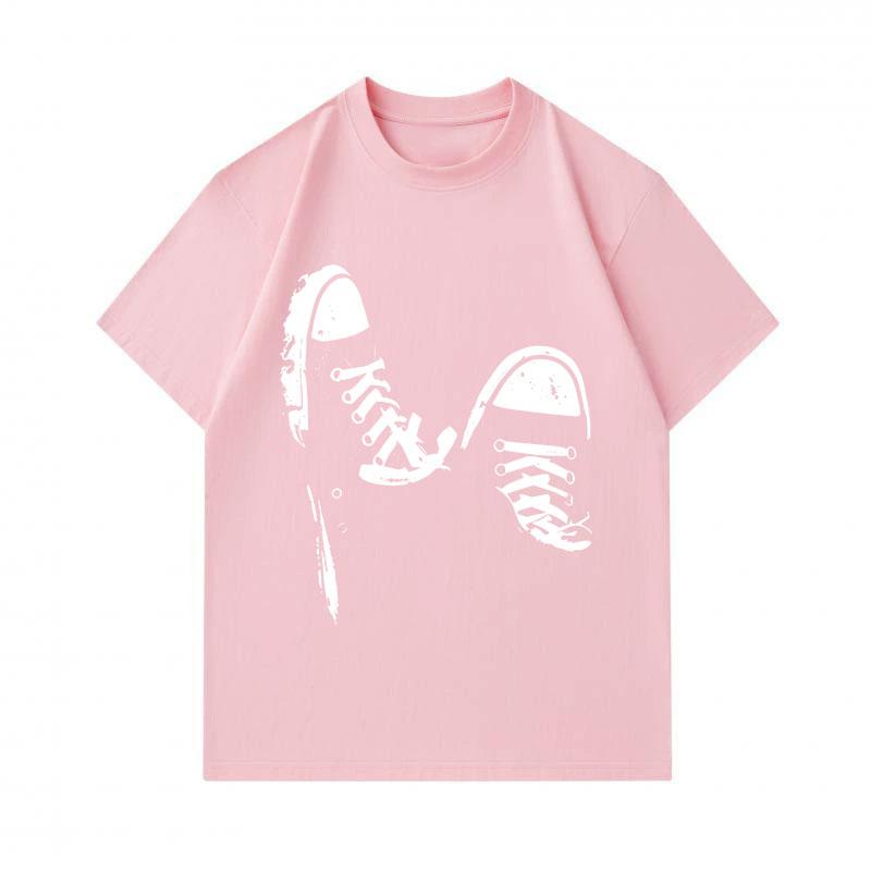 Men's 100% Cotton Crew Neck Short Sleeve T-Shirt, Distressed Sneaker Footprint Print Casual Comfortable Breathable Lightweight Tee for Daily Wear Stre