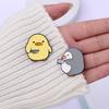 Cutie Killer Enamel Pins Chick Little Penguin Dagger Knife Brooches Lapel Badges Cartoon Fun Animal Jewelry Gift for Kids Friend
