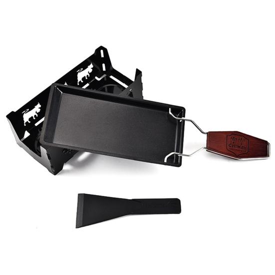 

1 Set Non-Stick Mini Raclette Set Foldable Handle Metal Barbecue Home Cheese Raclette Grill Plate Grilling Tool