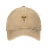Kaduceus Symbol Mediziner Symbol Design Baseballkappen Gewaschene Jeanshüte Outdoor Verstellbare Kappe Hip Hop Baseball Cowboyhut