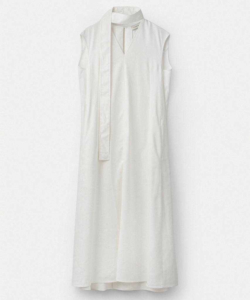 Umamung Back Pleats Linen Dress_Off White