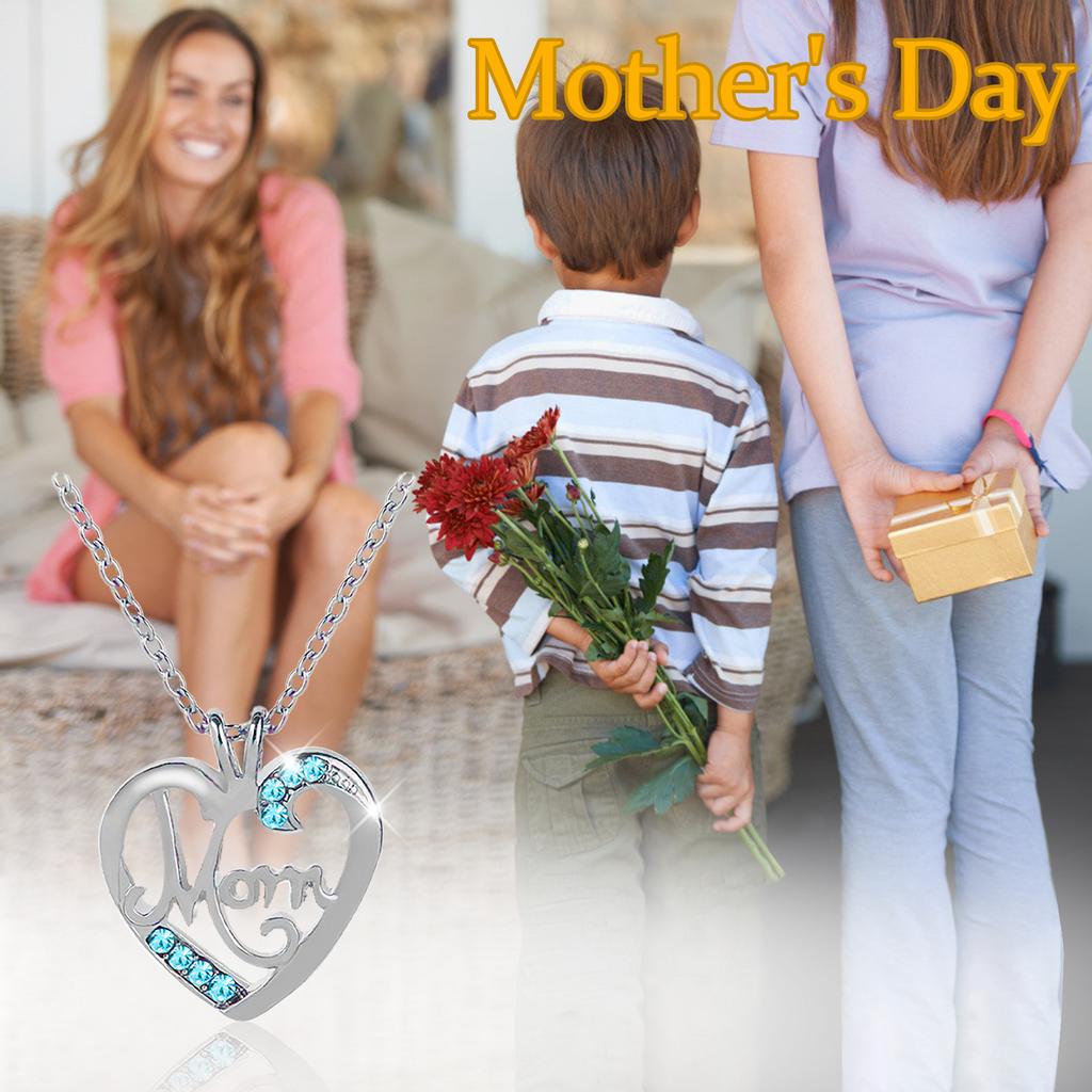 Heart Shaped Crystal Pendant Necklace Jewelry Mother's Day Gift For Mom