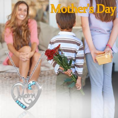 Heart Shaped Crystal Pendant Necklace Jewelry Mother's Day Gift For Mom