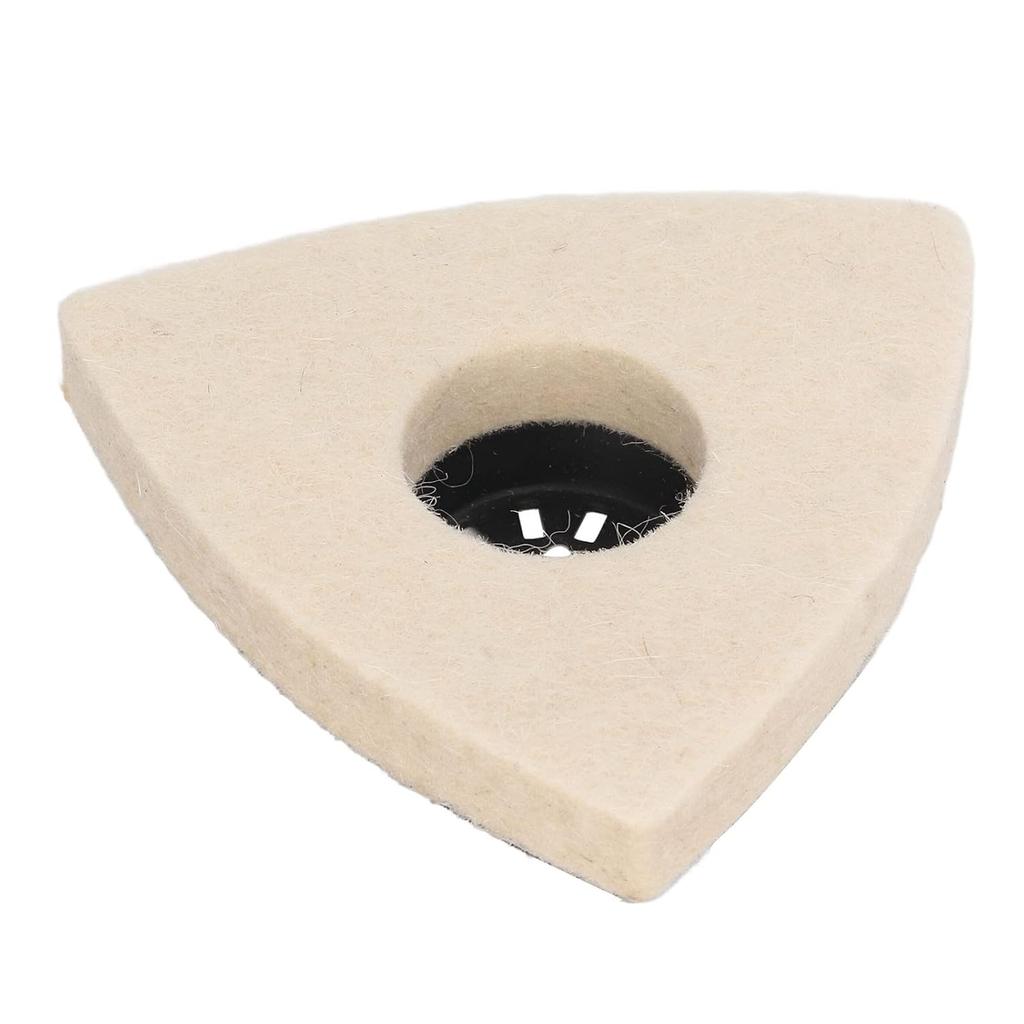 5PCS Triangular Wool Polishing Pad 3.1 Inch Felt Polishing Pads with Alloy Steel Base for Oscillating Tools Metal Stone Surface Detailing Work