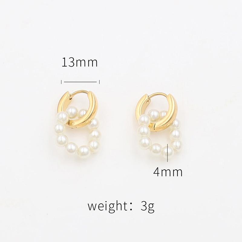Stylish And Simple Titanium Steel Earrings Do Not Fade 18K Titanium Steel Round Pearl Earrings For Women