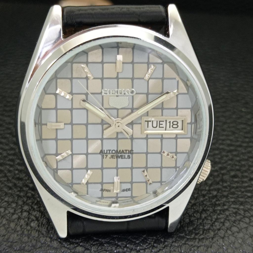 JAPAN VINTAGE SEIKO 5 AUTOMATIC REFURBISHED MENS GREY COLOR DIAL WATCH A440456-4 Sk-a440456