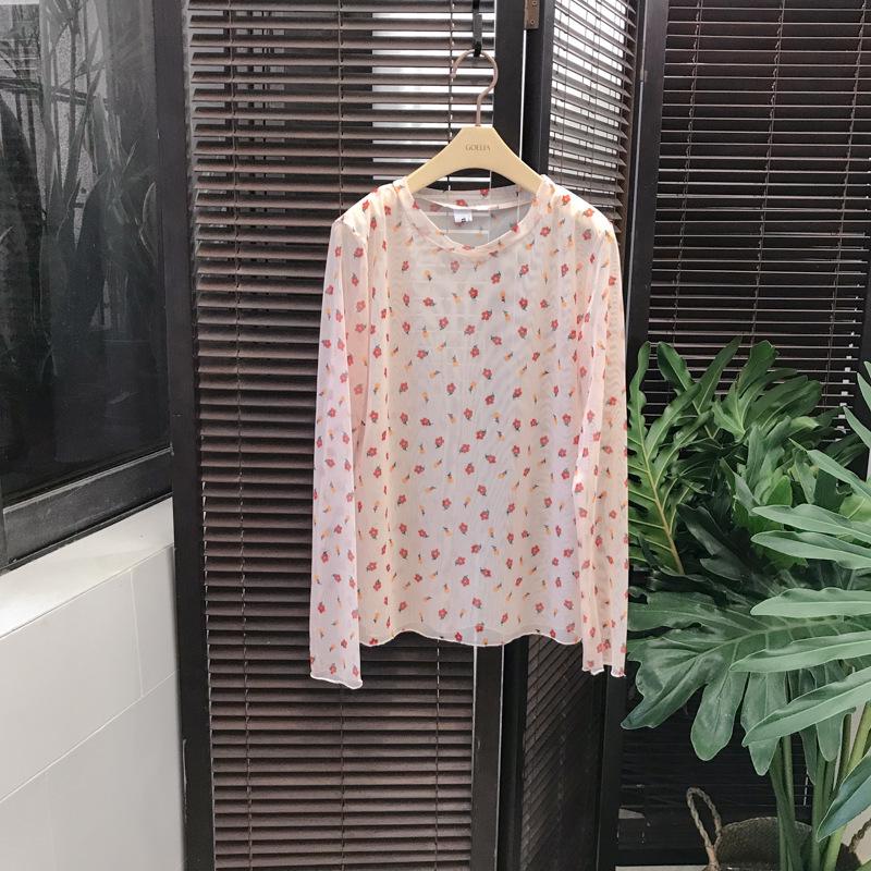 Women s Long Sleeve Ice Silk Sun Protection Mesh T-shirt with Moon Print One Size