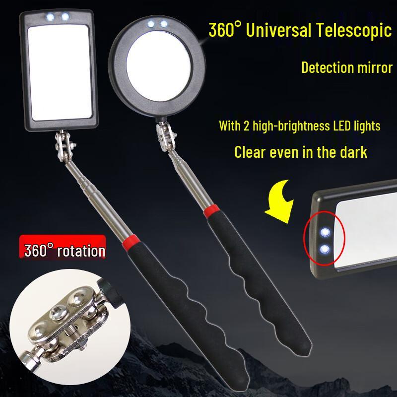 Noshuer Universal Folding Telescopic Inspection Mirror with LED Light